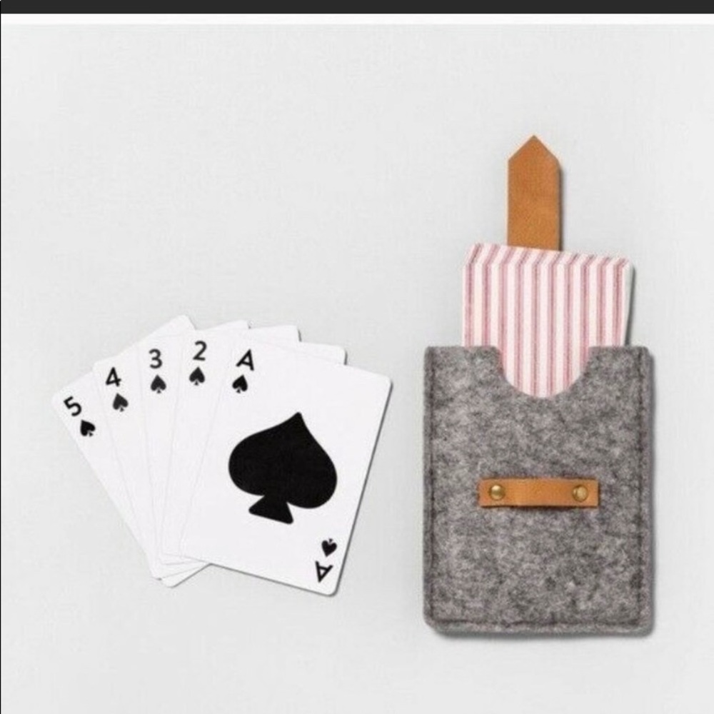 Hearth & Hand with Magnolia deck of playing cards in carrying case leather wool